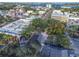 Aerial view of a vibrant coastal town featuring local businesses, streets and lush trees at 306 Sheldon St, New Smyrna Beach, FL 32168
