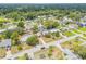 Aerial view of a suburban neighborhood with tree-lined streets and homes with manicured lawns and pools at 3222 Juniper Dr, Edgewater, FL 32141