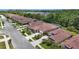 Neighborhood aerial view showcases multiple homes on lush green lawns in a Gathering-friendly community at 3378 Leonardo Ln, New Smyrna Beach, FL 32168