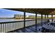 View from a covered deck with picnic tables of multi-story condominiums overlooking a body of water at 4620 Riverwalk Village Ct # 7306, Ponce Inlet, FL 32127