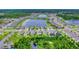 Beautiful aerial view showcasing the community's serene lake and well-maintained homes at 534 Stowers Dr, New Smyrna Beach, FL 32168