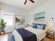 This bedroom features a calming color palette and ample natural light throughout at 534 Stowers Dr, New Smyrna Beach, FL 32168