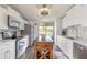 Modern kitchen with white cabinetry, stainless steel appliances, and a stylish center island at 76 Heather Point Ct, New Smyrna Beach, FL 32169
