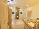 Modern bathroom features a glass shower, granite countertop, and mosaic tile accent wall at 1941 Spruce Creek Lndg, Port Orange, FL 32128