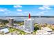 Panoramic aerial view of condominium and the inter-coastal waterway nearby at 2 Oceans West Blvd # 702, Daytona Beach, FL 32118