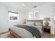Relaxing bedroom with modern lamps, abstract art, and a comfortable queen-sized bed at 25 Dolphin Ave, Ormond Beach, FL 32176