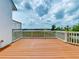 Spacious outdoor deck with white railing and stunning water views for relaxing and entertaining at 2950 Sunset Dr, New Smyrna Beach, FL 32168