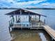 Private boat dock featuring a covered area, offering a serene waterfront experience at 2950 Sunset Dr, New Smyrna Beach, FL 32168