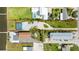Property line view of waterfront home with screened pool, dock, lush landscaping and parking at 3326 S Peninsula Dr, Port Orange, FL 32127