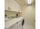 Laundry room with washer, dryer, and storage cabinets at 4575 S Atlantic Ave # 6203, Ponce Inlet, FL 32127