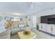 Cozy living room with comfortable seating, open to dining and kitchen area, creating an inviting and spacious atmosphere at 6727 Turtlemound Rd # 318, New Smyrna Beach, FL 32169