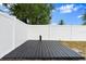 Backyard featuring a dark-stained wooden deck and white privacy fence providing a private outdoor space at 680 Buford Ave, Orange City, FL 32763