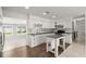 Contemporary kitchen with white cabinetry, stainless steel appliances, a dark countertop and breakfast bar at 680 Buford Ave, Orange City, FL 32763