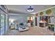 Open-concept living room featuring a cozy sofa and wet bar adjacent to a modern, well-equipped kitchen at 798 Fairway Dr, New Smyrna Beach, FL 32168