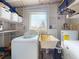 Functional laundry room equipped with a washer, sink, and water heater at 903 Conrad Dr, New Smyrna Beach, FL 32168