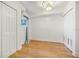 Bright bedroom featuring hardwood floors, multiple closets, and a serene atmosphere at 934 N Halifax Ave, Daytona Beach, FL 32118