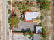 Aerial view of the property with a large parking area and mature landscaping at 20 N Halifax Ave, Daytona Beach, FL 32118