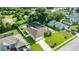 An aerial view of a home with its private backyard, pool, and fenced yard at 505 Sandale Ct, Deland, FL 32724
