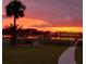 Charming backyard view with lush green lawn, palm trees, and a waterfront gazebo against a colorful sunset at 8 Richmond Dr, New Smyrna Beach, FL 32169