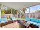Relaxing screened porch with comfortable seating and an inviting outdoor ambiance at 805 Spruce St, New Smyrna Beach, FL 32168