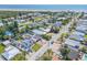 An aerial view displaying the neighborhood, highlighting the proximity to the beach and local amenities at 206 Kirkland Rd, New Smyrna Beach, FL 32169