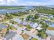 A landscape aerial view displaying the waterfront neighborhood showcasing the river and ocean view at 206 Kirkland Rd, New Smyrna Beach, FL 32169