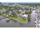 Breathtaking aerial view of a waterfront property with lush greenery and private dock with boat lift at 255 Lexington Dr, Daytona Beach, FL 32114