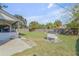 Expansive backyard featuring lush lawn, a charming chicken coop, and mature trees for privacy at 2715 Pine Tree Dr, Edgewater, FL 32141