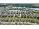 A beautiful aerial view of a neighborhood with houses surrounding a scenic pond and lush green landscaping at 349 Caryota Ct, New Smyrna Beach, FL 32168