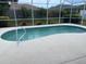 Private screened-in pool area with a manicured lawn and mature landscaping in the backyard at 405 Central Mariners Dr, Edgewater, FL 32141