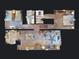 Detailed overhead floor plan showcasing bedrooms, bathrooms, kitchen, dining, and living room layout with dimensions at 4175 S Atlantic Ave # 4110, New Smyrna Beach, FL 32169