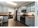 Well-lit kitchen boasts stainless steel appliances, wood countertops, and gray cabinets at 4623 Secret River Trl, Port Orange, FL 32129