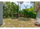 Backyard of this property with a quaint outdoor fire pit feature at 514 Mary Ave, New Smyrna Beach, FL 32168