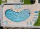 Overhead view of a kidney-shaped pool with lounge chairs at 684 Rochester Ct, New Smyrna Beach, FL 32168