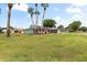 Charming single-story home featuring a brick exterior, lush lawn, and mature palm trees at 800 Black Duck Dr, Port Orange, FL 32127