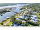 Scenic aerial view of waterfront homes with lush landscaping at 1212 S Riverside Dr, New Smyrna Beach, FL 32168