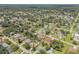 Wide aerial view of a neighborhood, displaying mature trees and a variety of single Gathering homes at 2416 Pine Tree Dr, Edgewater, FL 32141