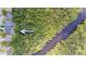 Aerial view of the home and its backyard pool nestled next to a stream and lush foliage at 6065 Spruce Point Cir, Port Orange, FL 32128