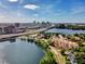 Breathtaking aerial view of the property with a waterfront view and the city skyline beyond at 1110 W Ivanhoe Blvd # 6, Orlando, FL 32804