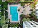 Overhead view of a refreshing blue rectangular pool with lounge chairs at 204 E South St # 2061, Orlando, FL 32801