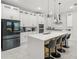 Modern kitchen with white cabinets, stainless steel appliances, large island, and bar stool seating at 15820 Vetta Dr, Montverde, FL 34756