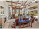 Gathering room with wood beams, fireplace & pool view at 6130 Blakeford Dr, Windermere, FL 34786
