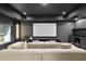 Home theater with sectional sofa and a large projection screen at 6000 Tarawood Dr, Orlando, FL 32819