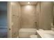 Small bathroom with a shower/tub combo and modern vanity at 1676 Andover Ridge Dr, Deland, FL 32720