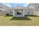 Backyard featuring a covered patio, lawn, and fenced perimeter at 687 Campo Ln, Davenport, FL 33837