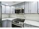 Stainless steel appliances and gray cabinets in this updated kitchen at 822 Fairview Ave, Altamonte Springs, FL 32701