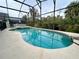Sparkling swimming pool and spa with clear blue water, surrounded by a screened enclosure at 2555 Oneida Loop, Kissimmee, FL 34747