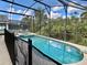 Inviting screened-in pool and spa with a clear view of the natural surroundings at 2555 Oneida Loop, Kissimmee, FL 34747