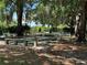 Outdoor bocce ball court under the shade of large trees at 5021 Harbor Hts, Lady Lake, FL 32159