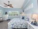 Comfortable main bedroom with blue accents and ample natural light and stylish furnishings at 4904 W Fountainwood Dr, St Cloud, FL 34772